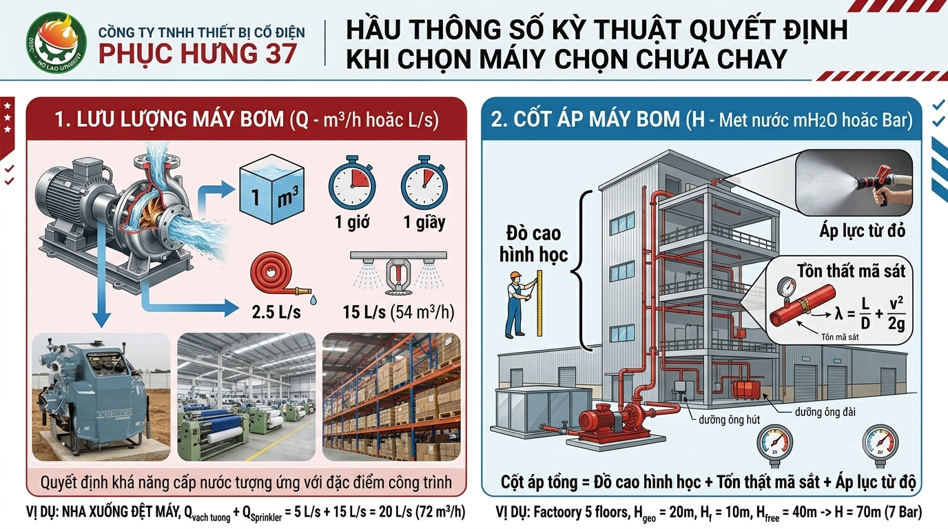 Cách Chọn Bơm Chữa Cháy Cho Nhà Xưởng: Lưu Lượng, Cột Áp Và Công Suất