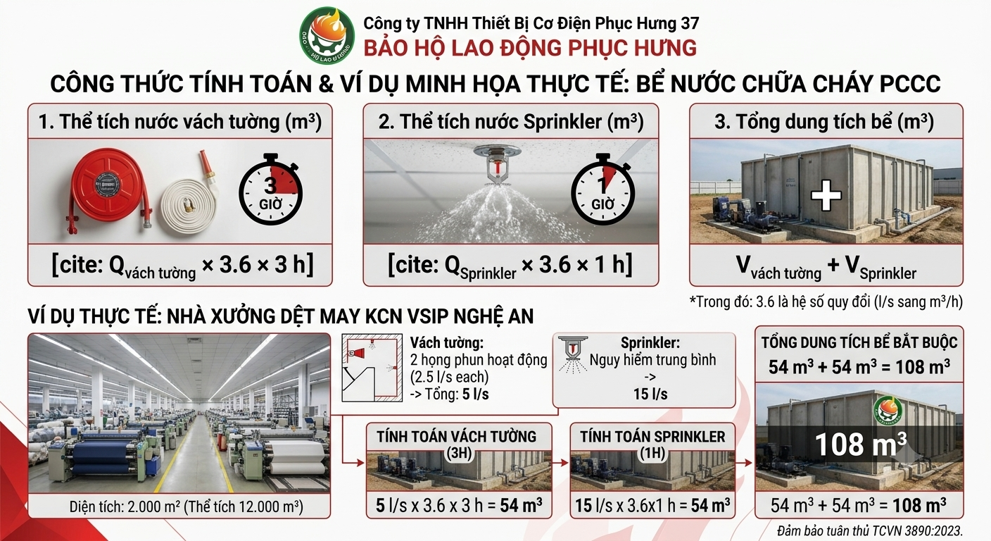 Bể Nước Chữa Cháy Cần Bao Nhiêu m³? Hướng Dẫn Tính Dung Tích Chuẩn Cho Nhà Xưởng